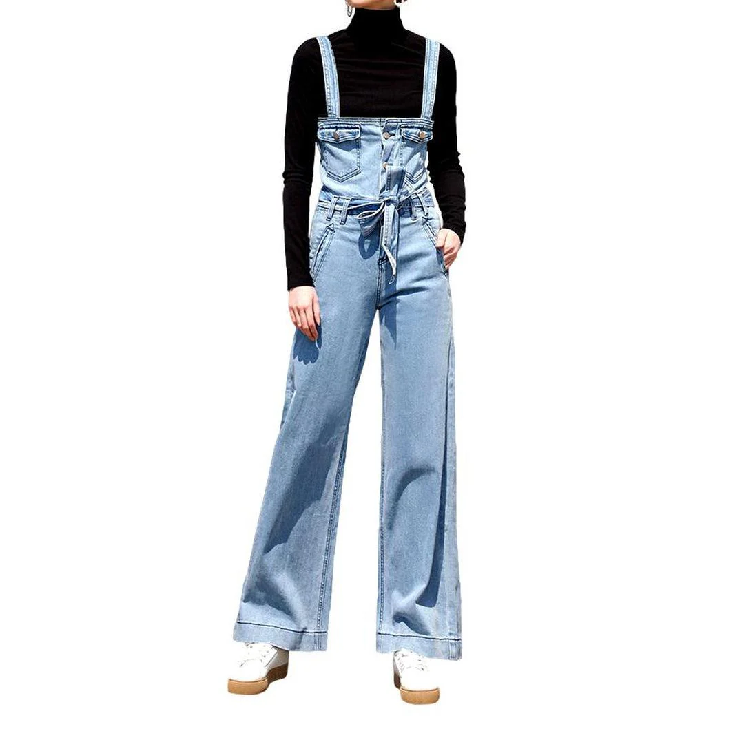 Wide-leg stylish women's denim jumpsuit - Image 2