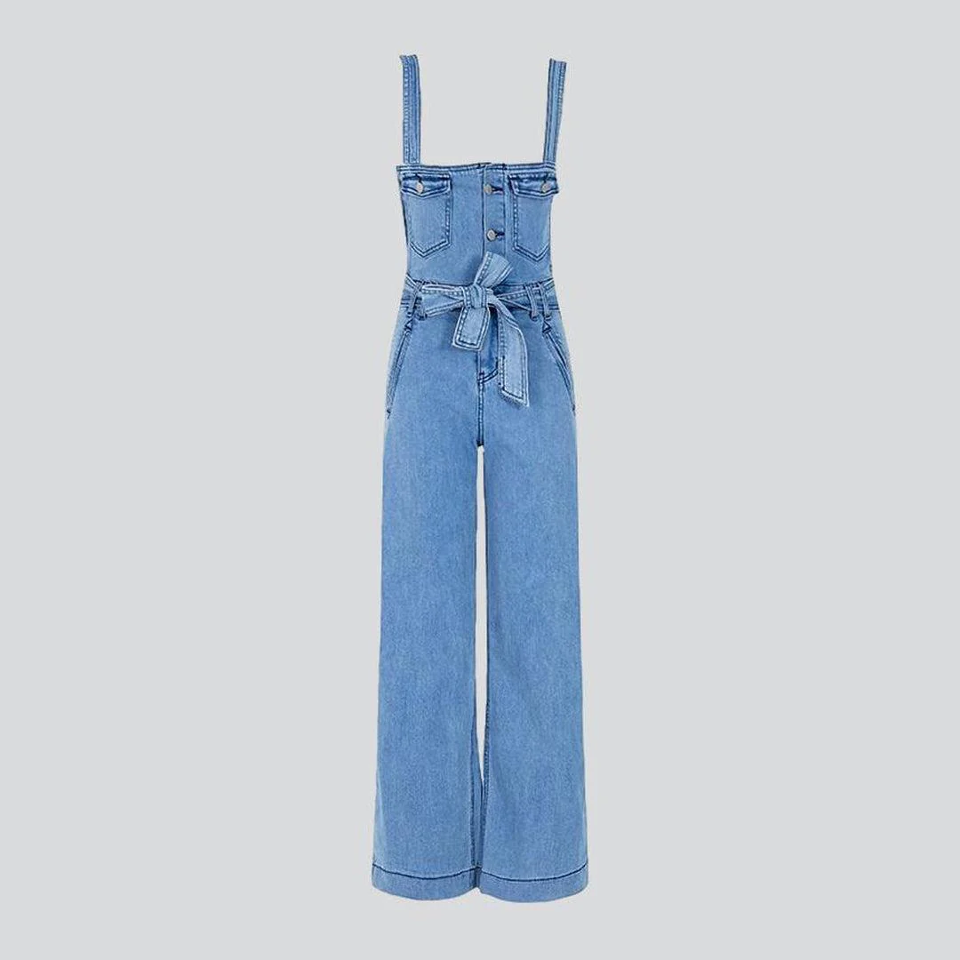 Wide-leg stylish women's denim jumpsuit - Image 4