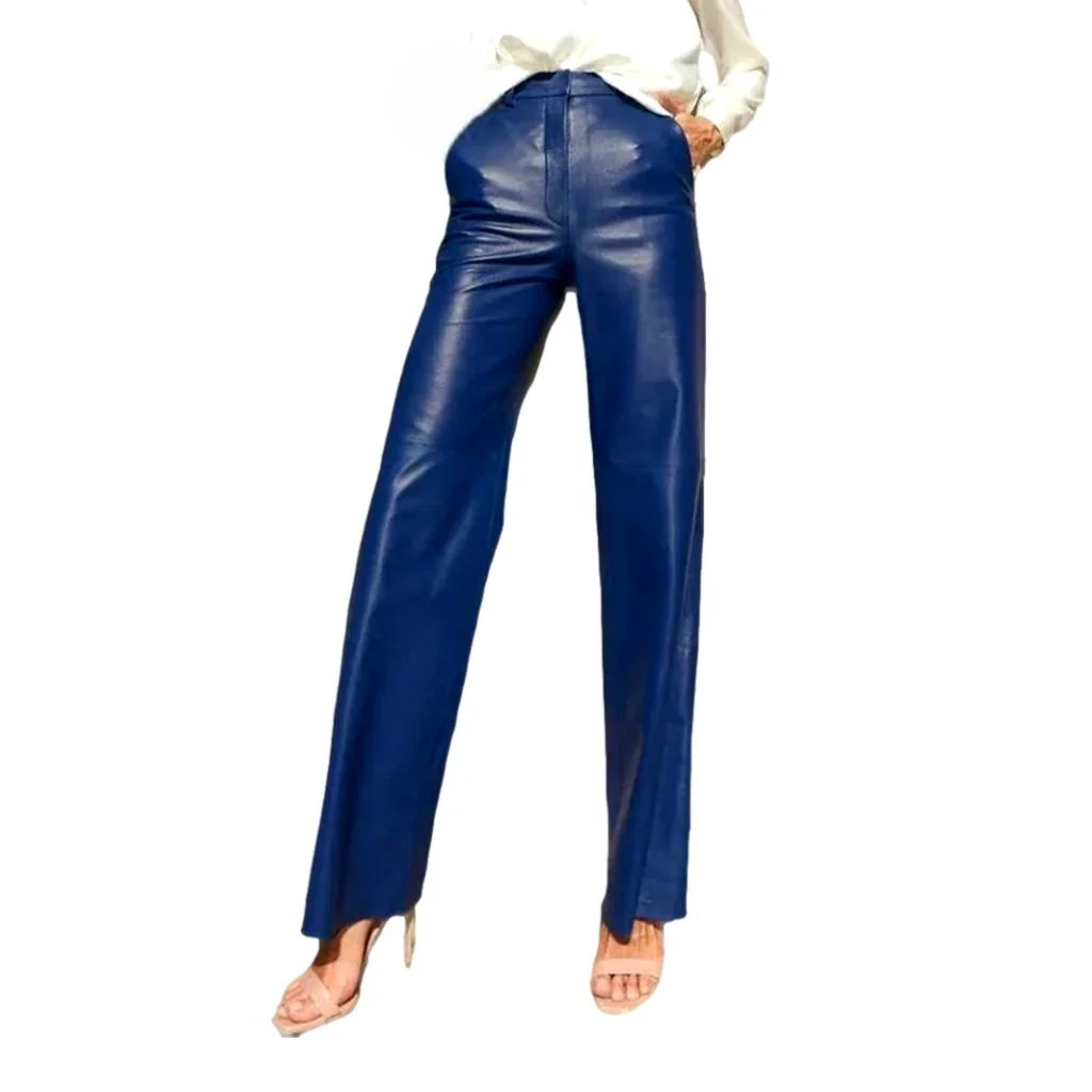 Wide-leg wax jean pants for ladies - Image 3