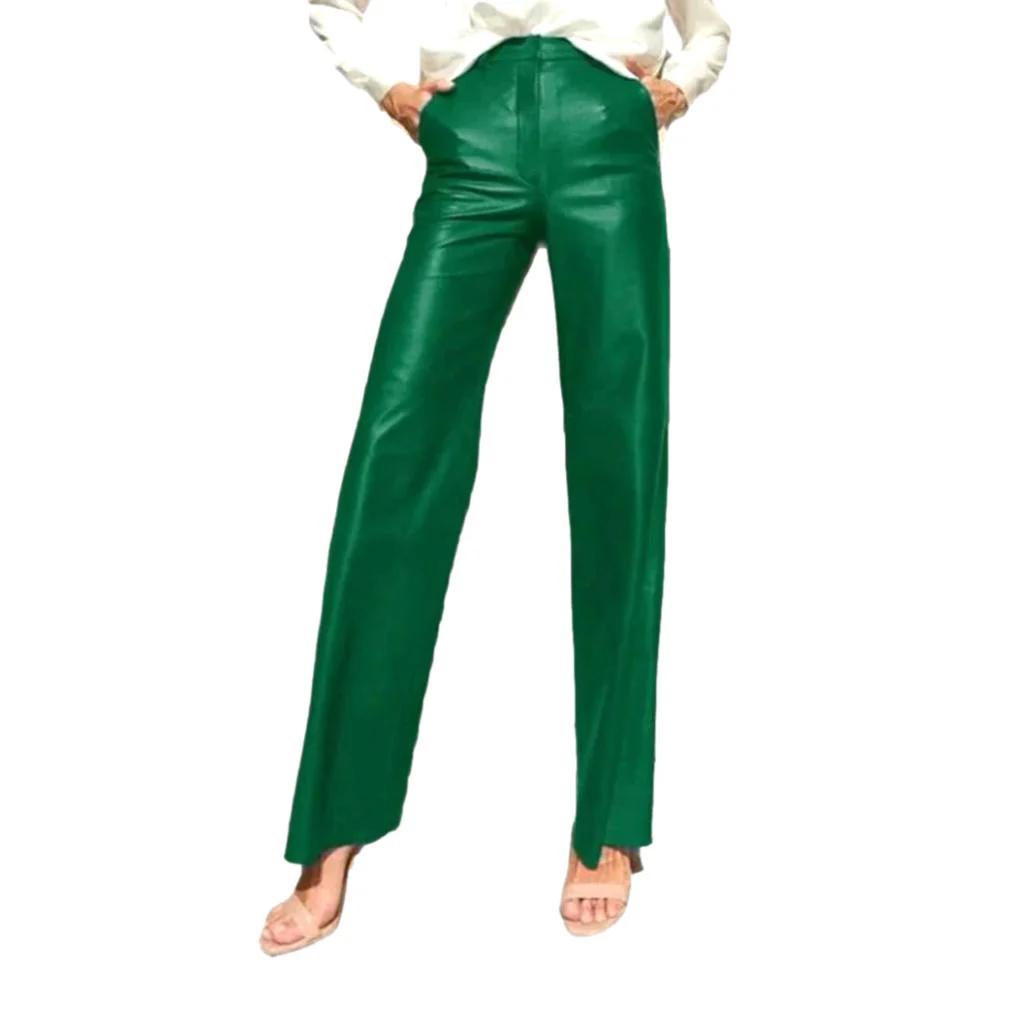 Wide-leg wax jean pants for ladies - Image 7