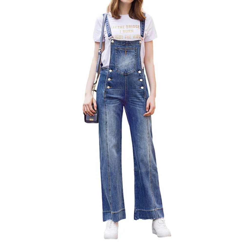 Wide-leg women's denim jumpsuit - Image 2