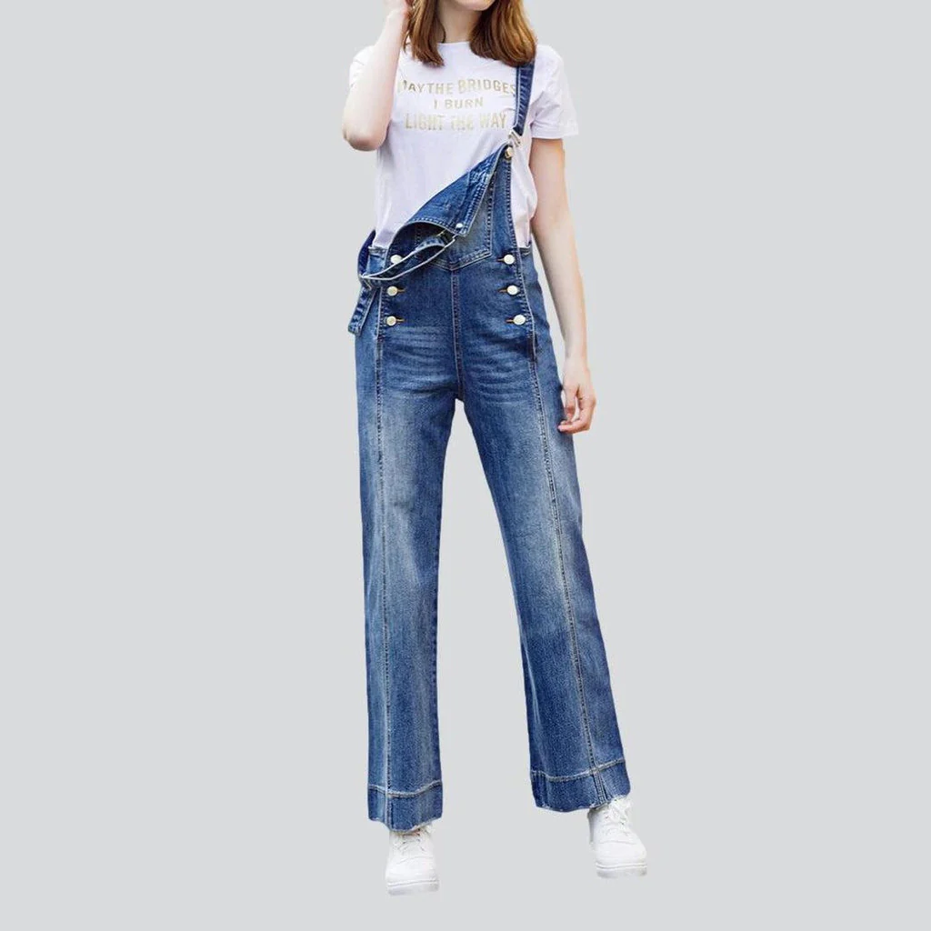 Wide-leg women's denim jumpsuit - Image 3