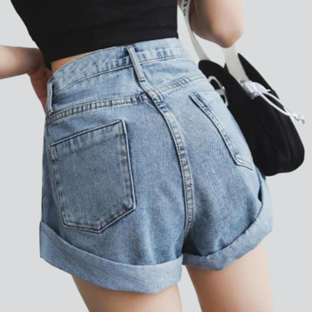 Wide-leg women's jeans shorts - Image 13