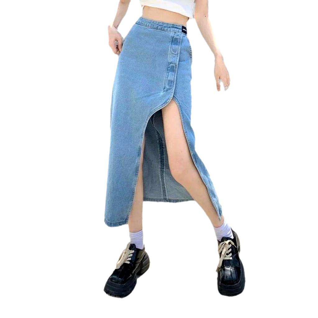 Wide slit women's denim skirt - Image 3