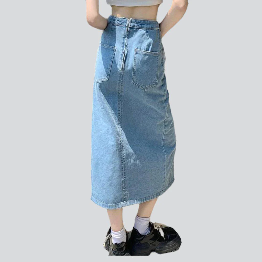 Wide slit women's denim skirt - Image 5