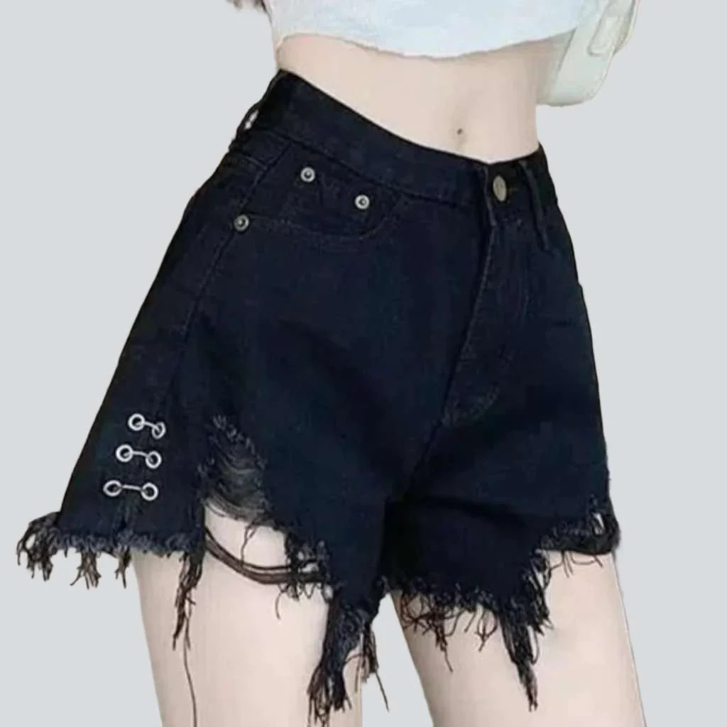Wide women's distressed denim shorts - Image 6