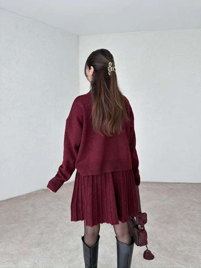 Winona Turtleneck Sweater Pleated Skirt Set - Image 14