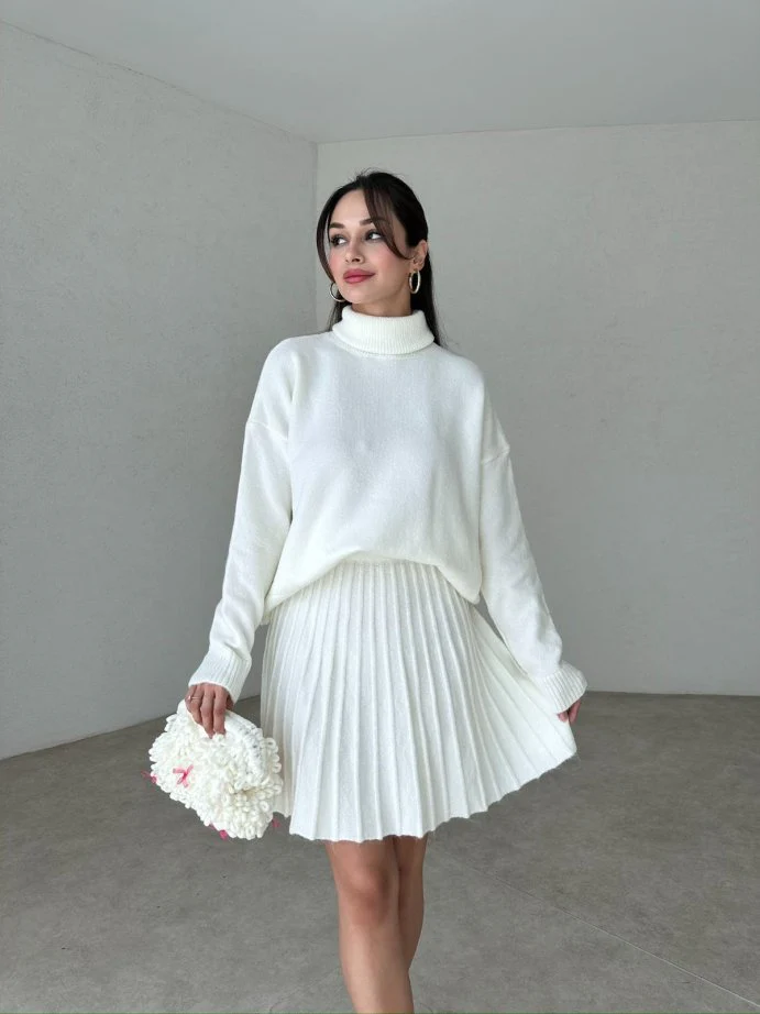 Winona Turtleneck Sweater Pleated Skirt Set - Image 2