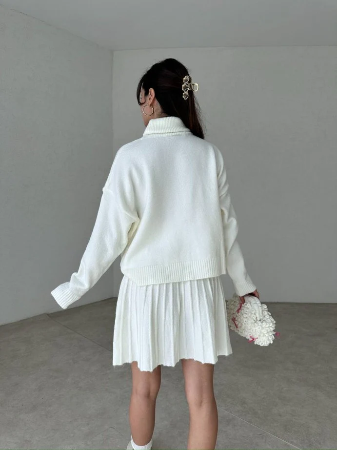 Winona Turtleneck Sweater Pleated Skirt Set - Image 5