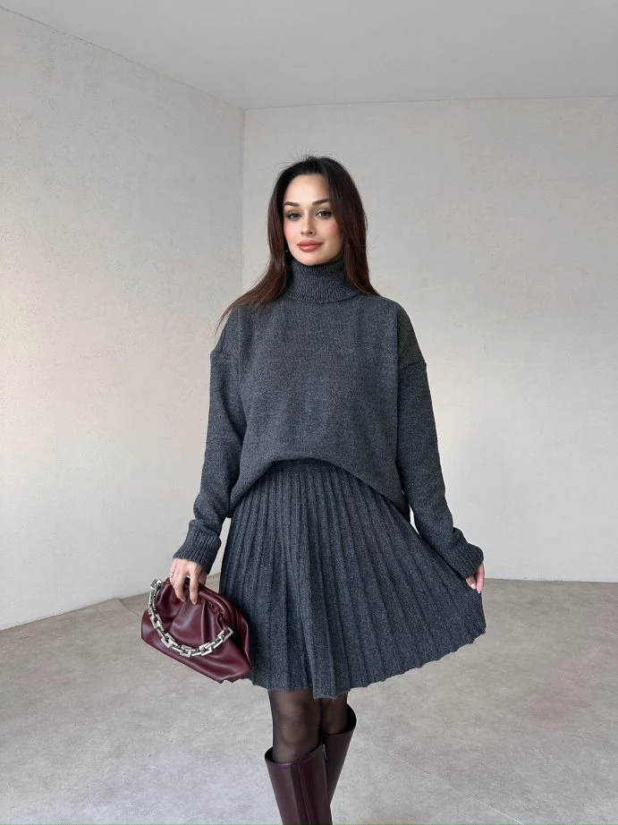 Winona Turtleneck Sweater Pleated Skirt Set - Image 6