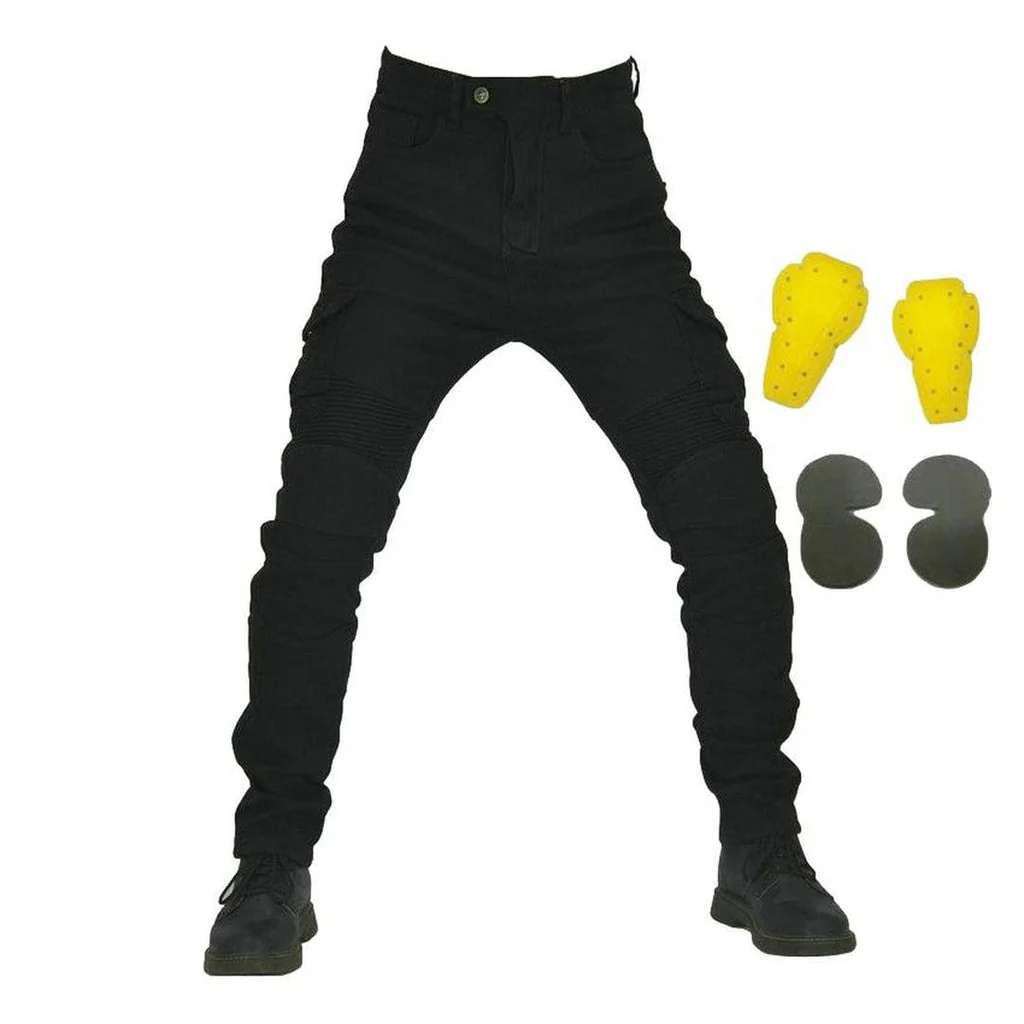 Winter black men's biker jeans - Image 2