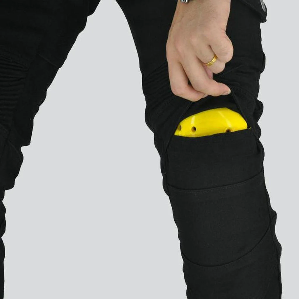 Winter black men's biker jeans - Image 5