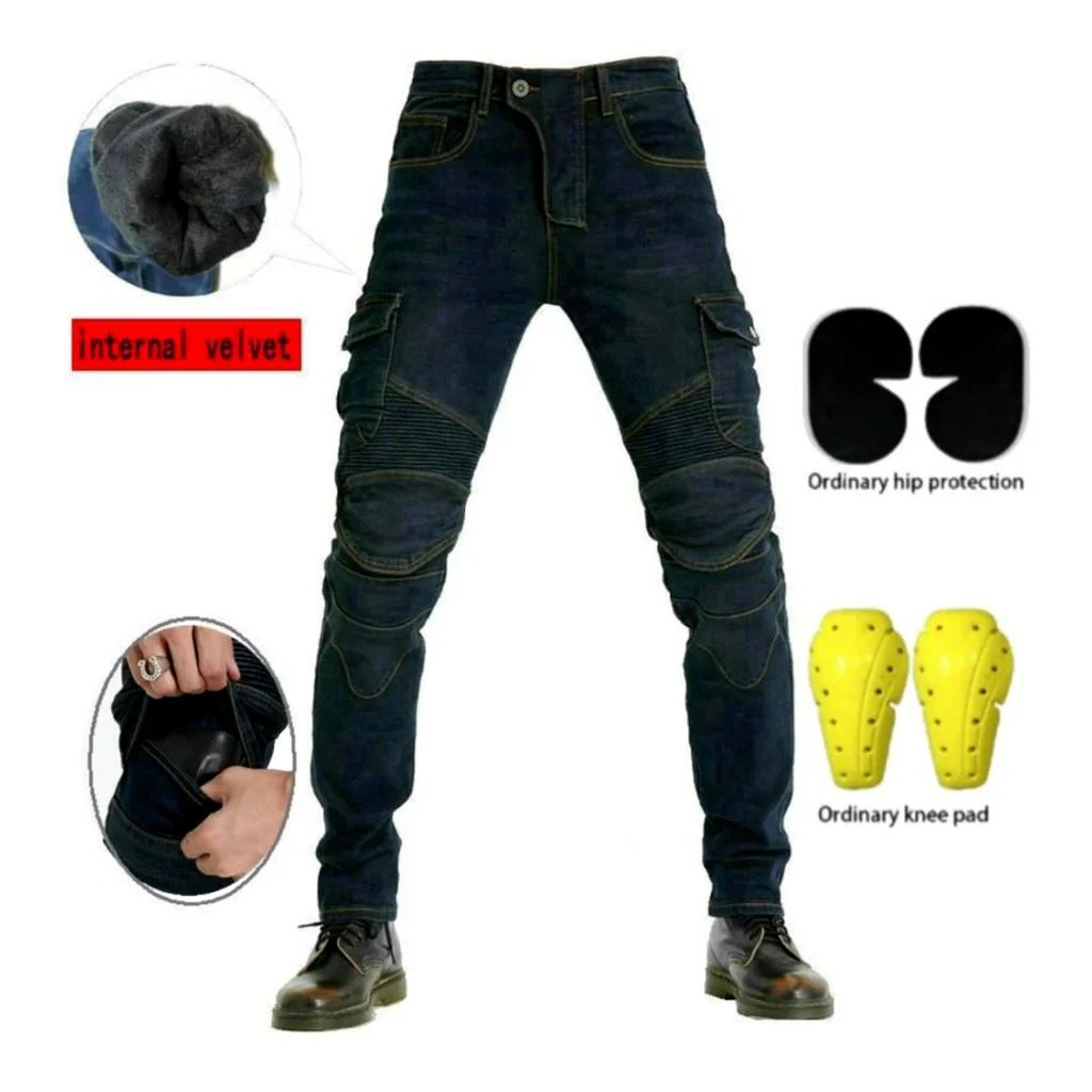 Winter dark men's biker jeans - Image 2