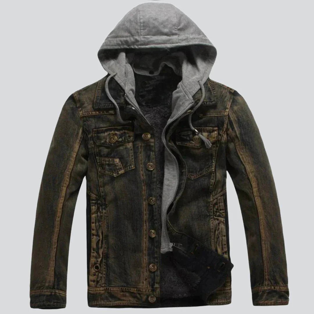 Winter hooded men's denim jacket - Image 10