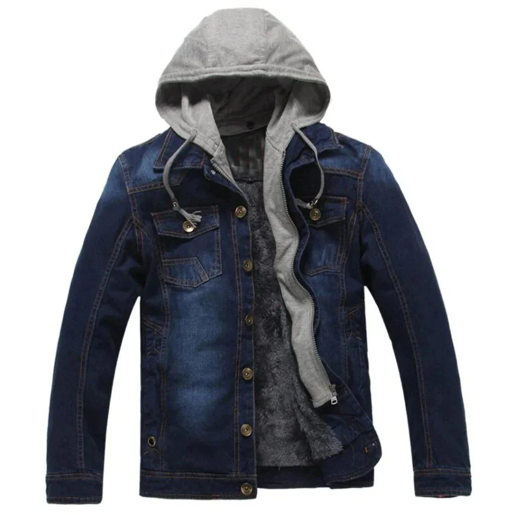 Winter hooded men's denim jacket - Image 3