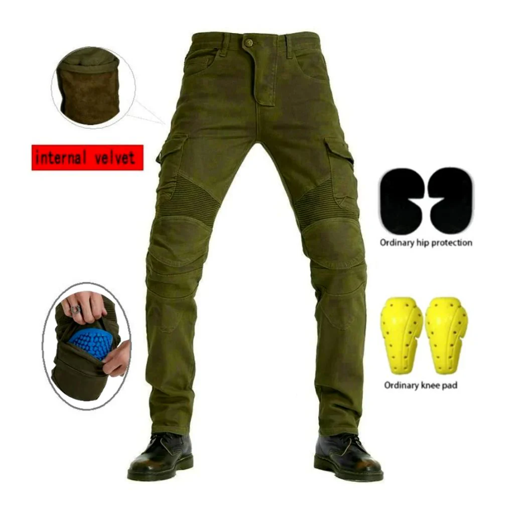 Winter khaki men's biker jeans - Image 2