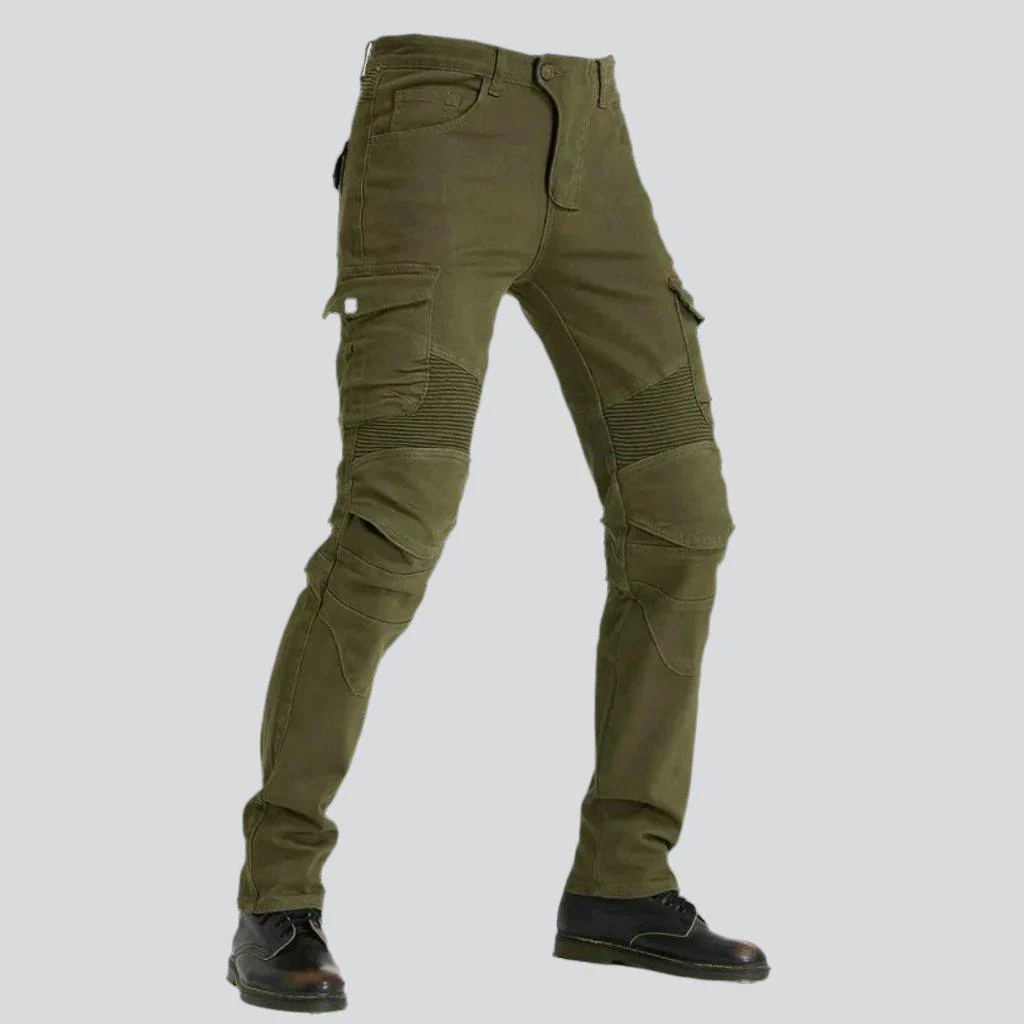 Winter khaki men's biker jeans - Image 3