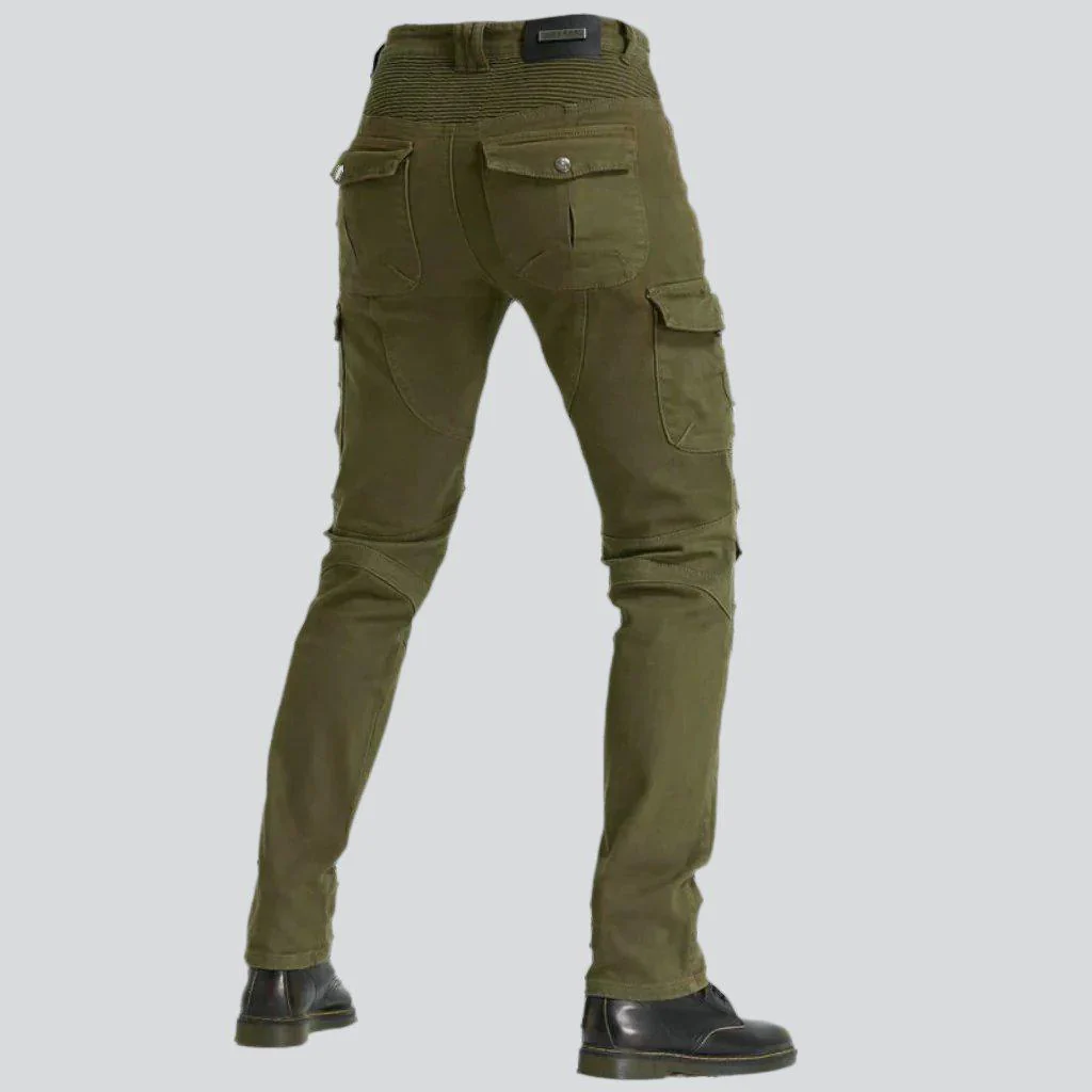 Winter khaki men's biker jeans - Image 4