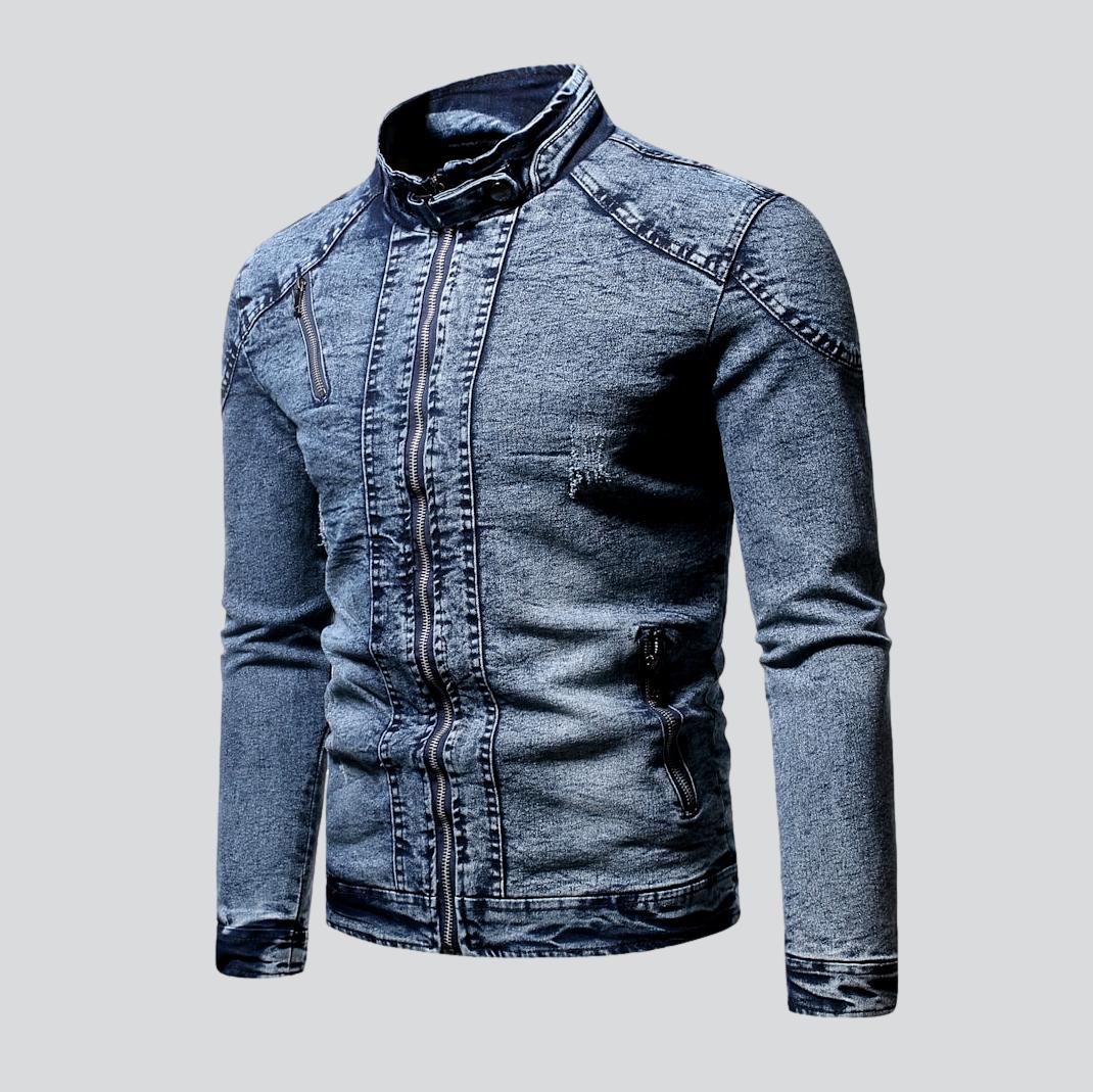 Winter men's moto denim jacket - Image 10
