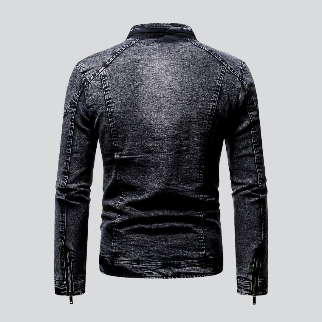 Winter men's moto denim jacket - Image 12
