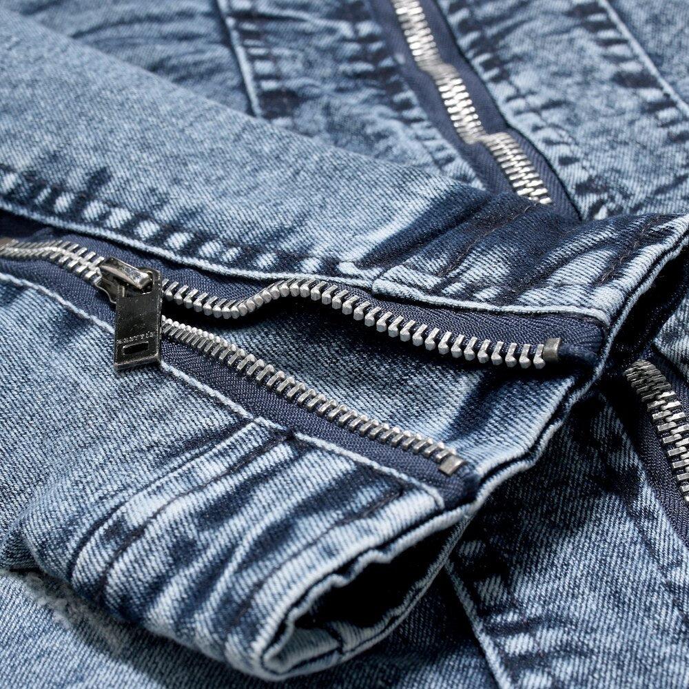 Winter men's moto denim jacket - Image 8