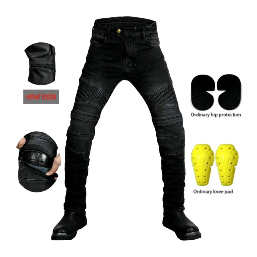 Winter velvet men's biker jeans - Image 2