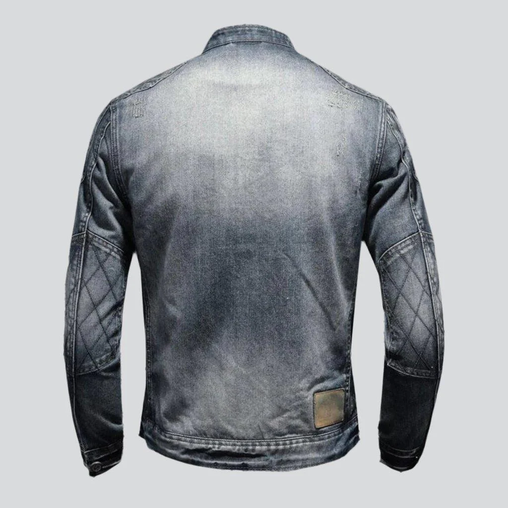 Winter vintage biker denim jacket - Image 4