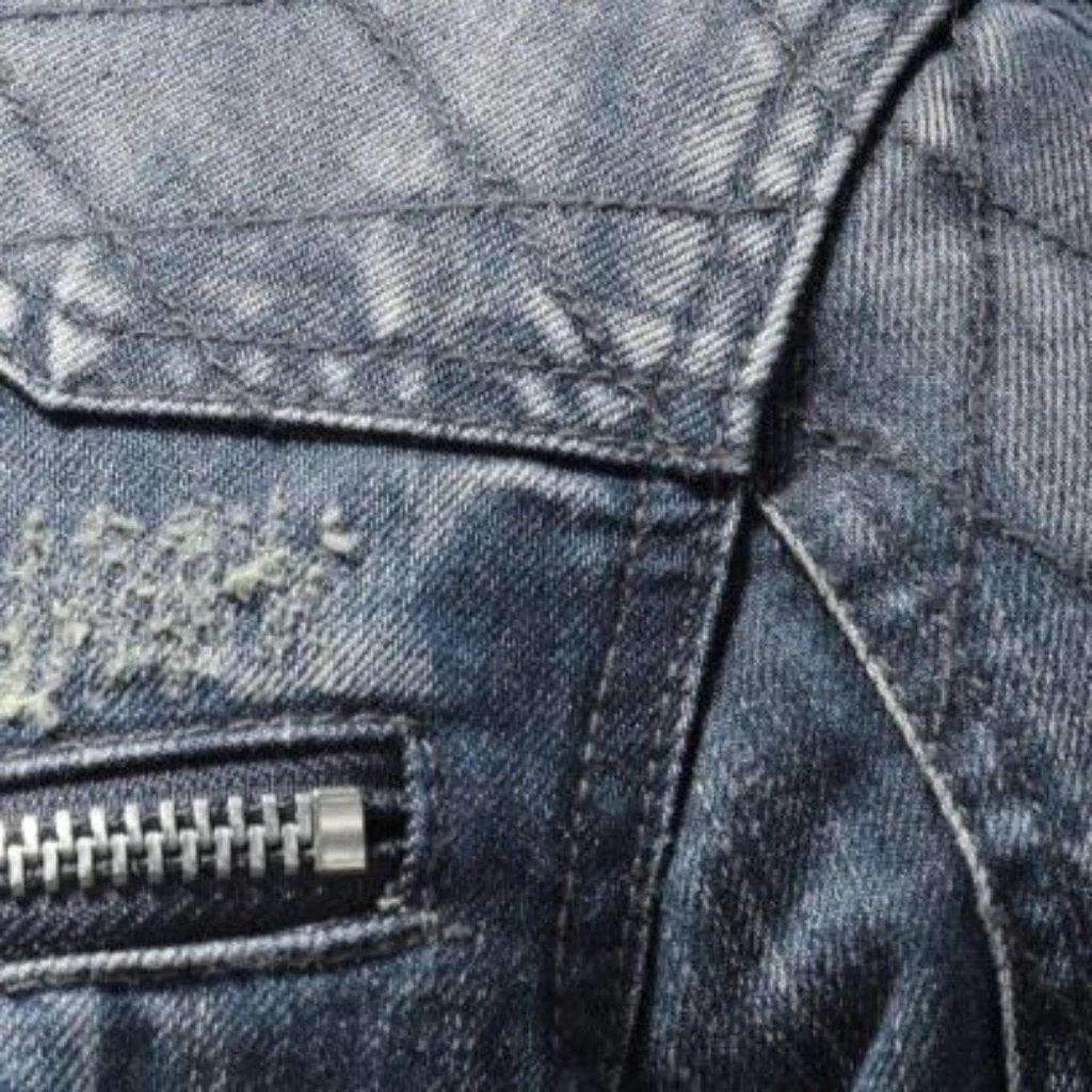 Winter vintage biker denim jacket - Image 5