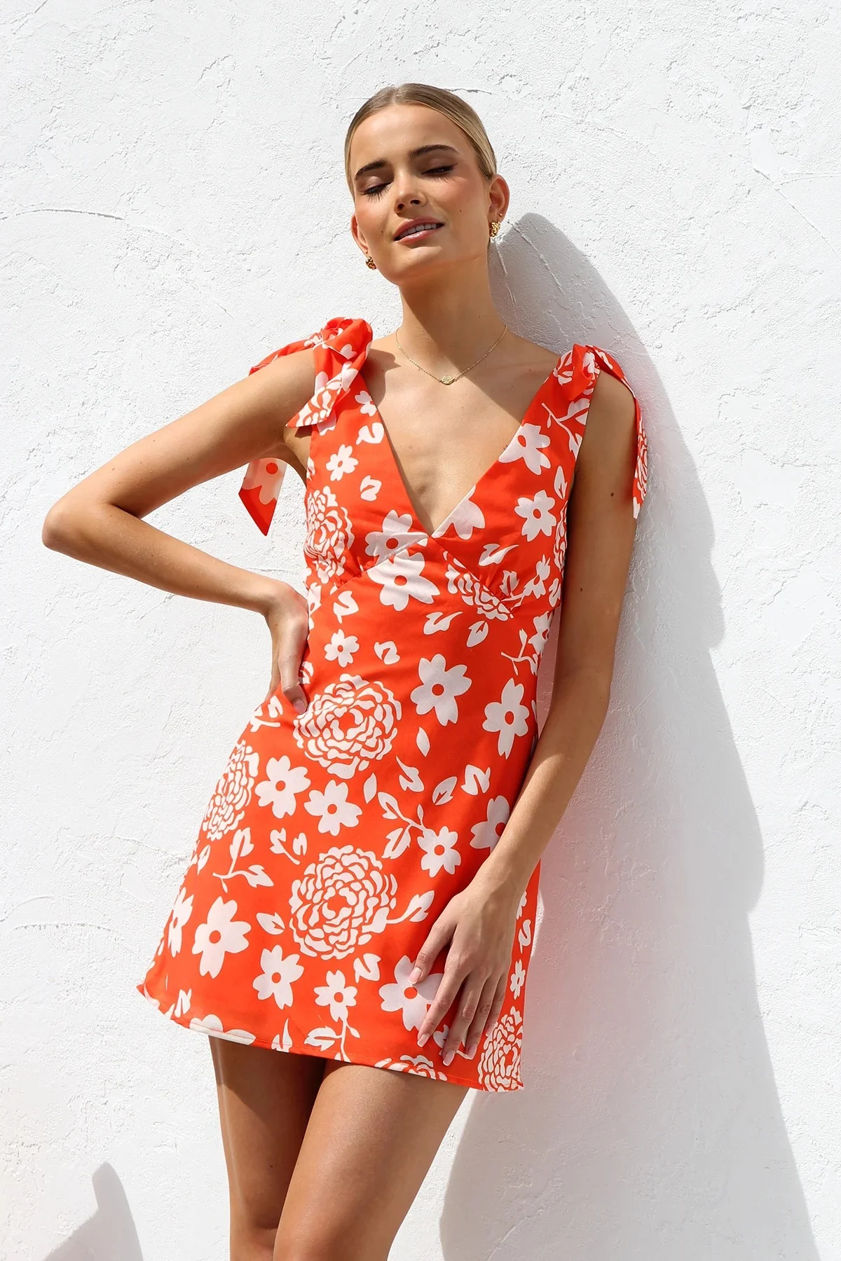 With Bow Shoulder Summer Vacation Mini Dress - Image 6