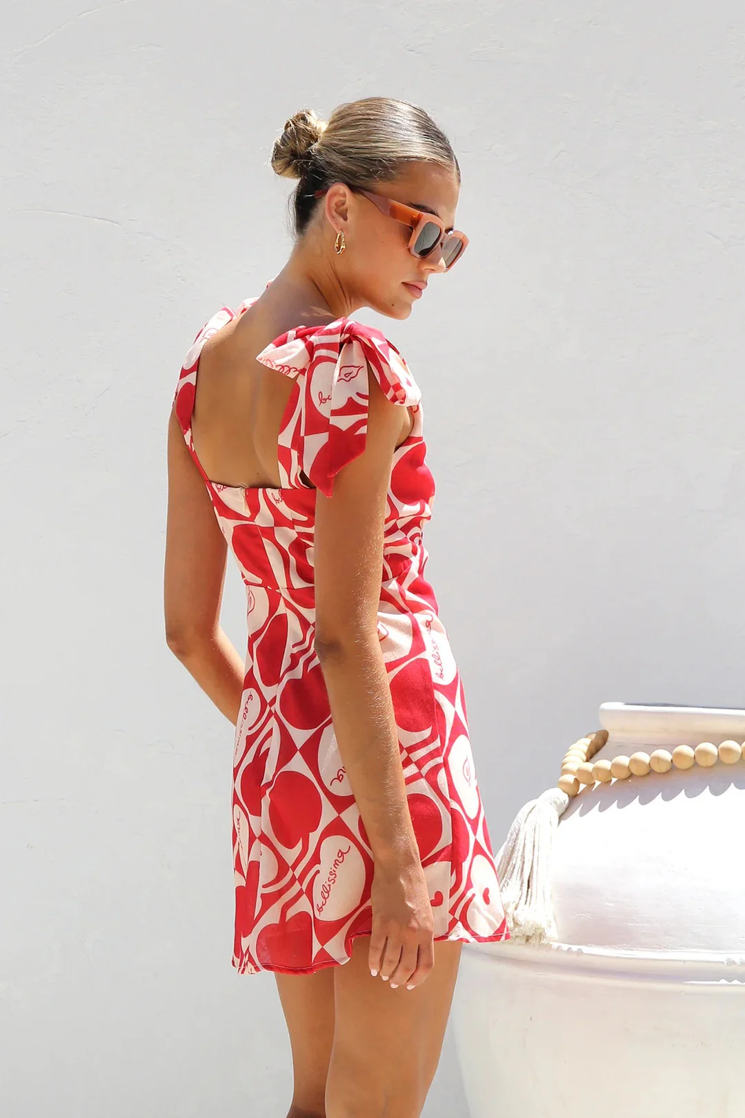 With Bow Shoulder Summer Vacation Mini Dress - Image 7