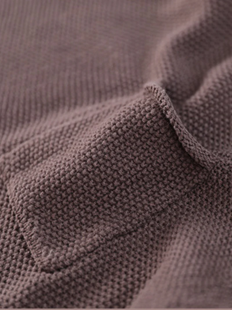 Women Knitted Small Pocket Solid Color Casual Loose Retro Sweater Top - Image 9