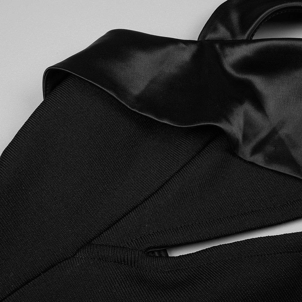 Ayno Jacket Collar Hollow Out Black Mini Dress - Image 16