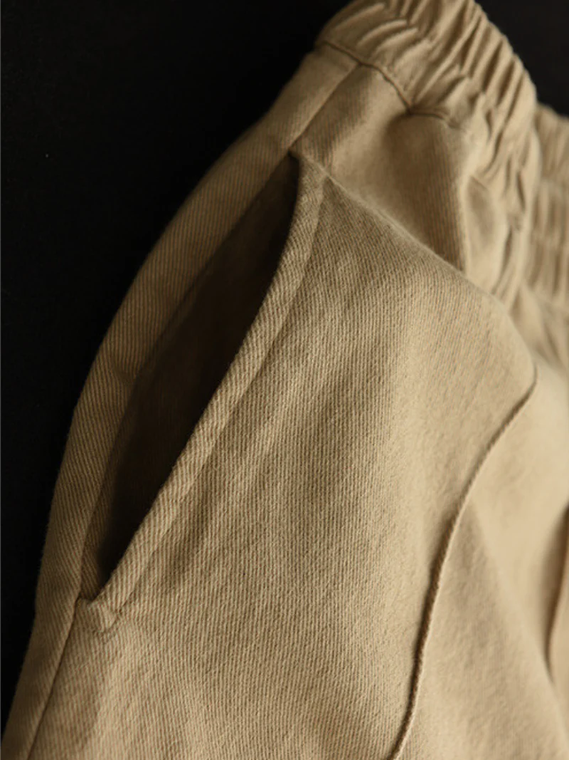 Cotton Elastic Waist Loose Solid Color Casual Harem Pants - Image 6