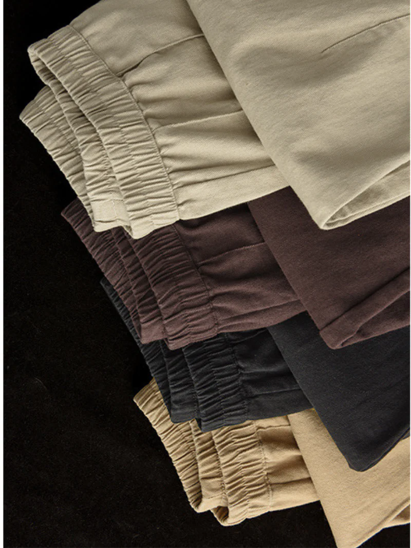 Cotton Elastic Waist Loose Solid Color Casual Harem Pants - Image 7