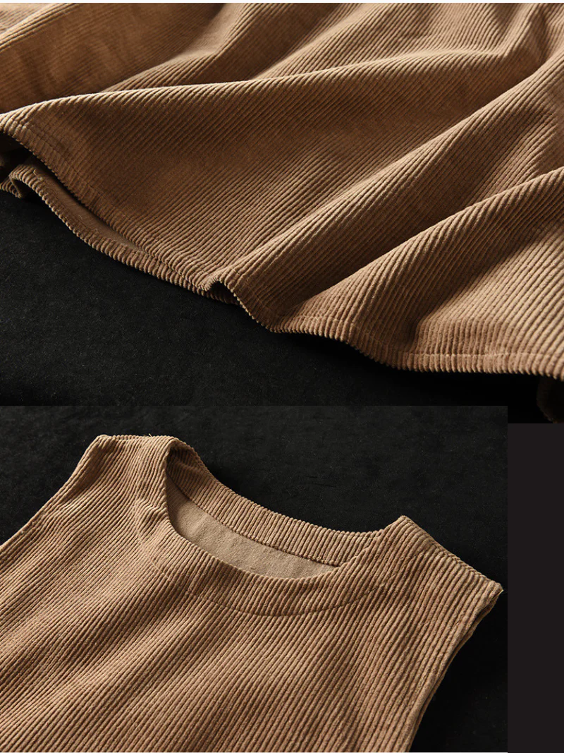 Autumn Corduroy Vest Skirt Loose Sleeveless Strap A-Line Dress - Image 4