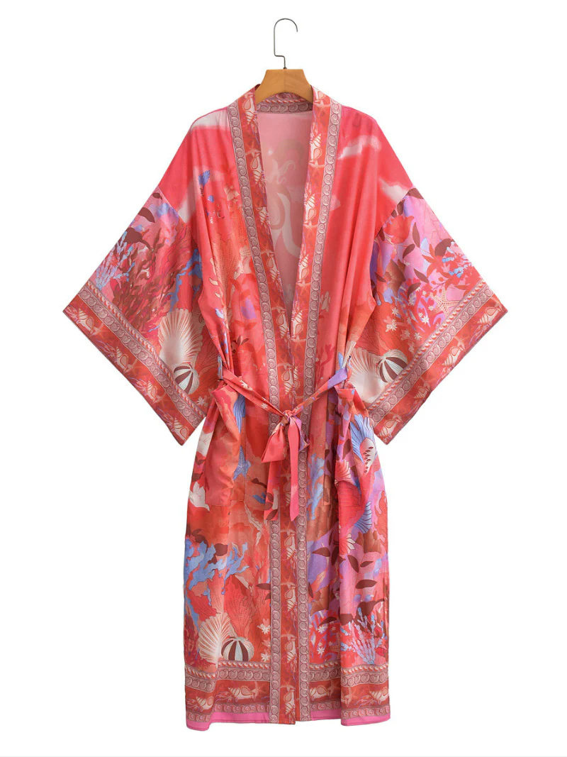 Autumn Stylish Multi-Color Mermaid Print Cardigan kimono - Image 2