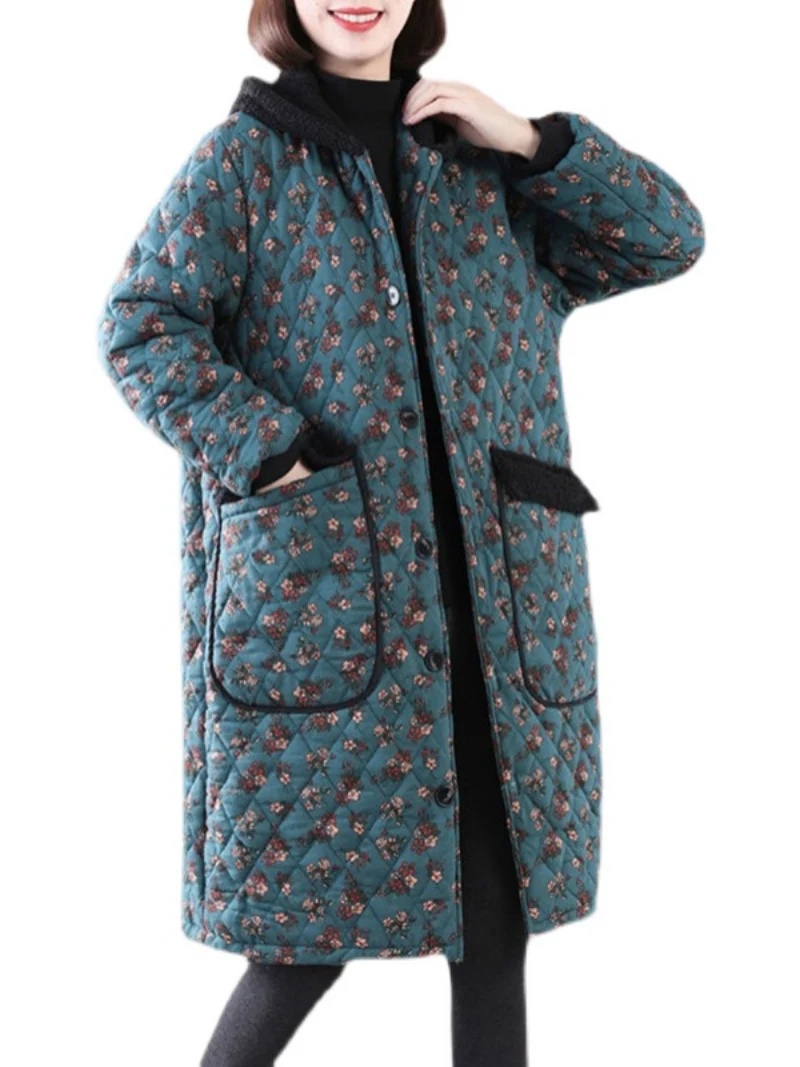 Loose Short Coat with Pocket Midi-Length Button Coat for Women - Image 3