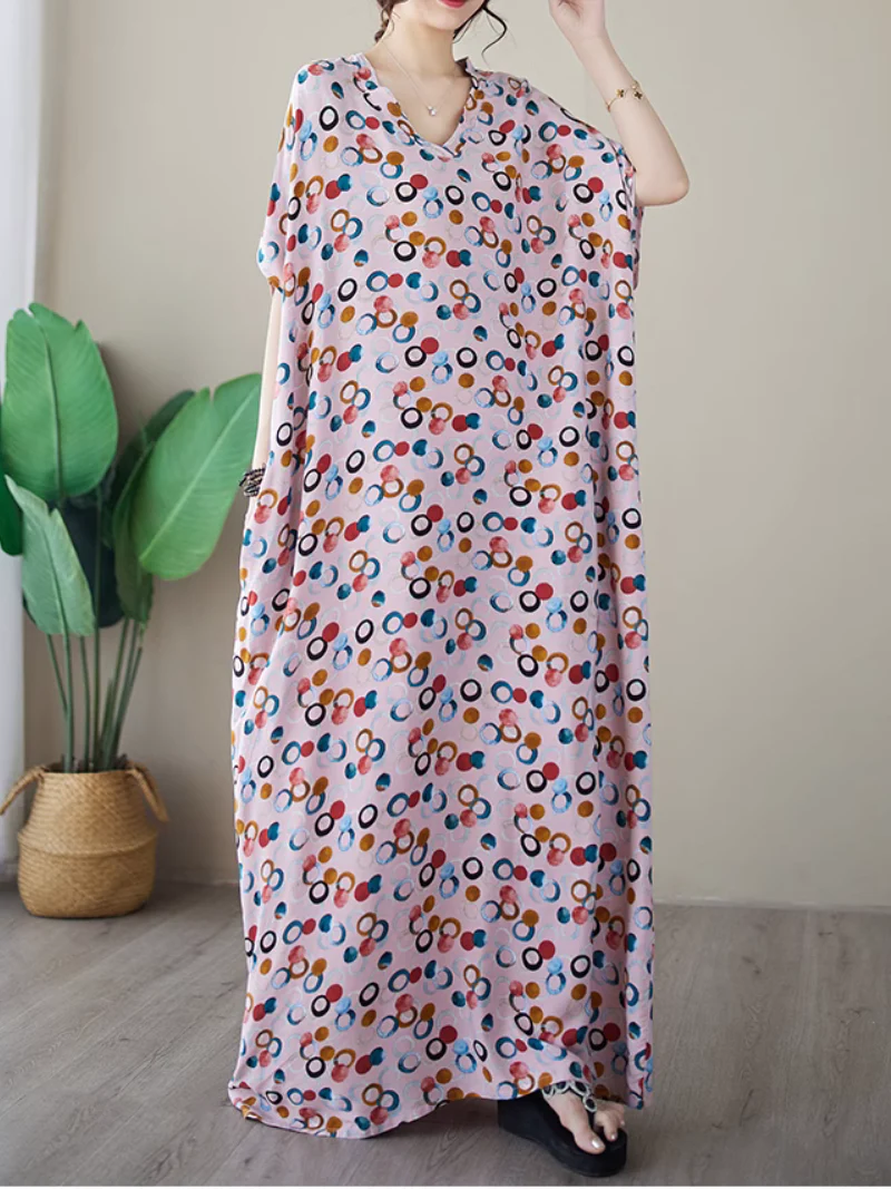 Beach Big Dots V-neck Printed Kaftan dress - Image 6
