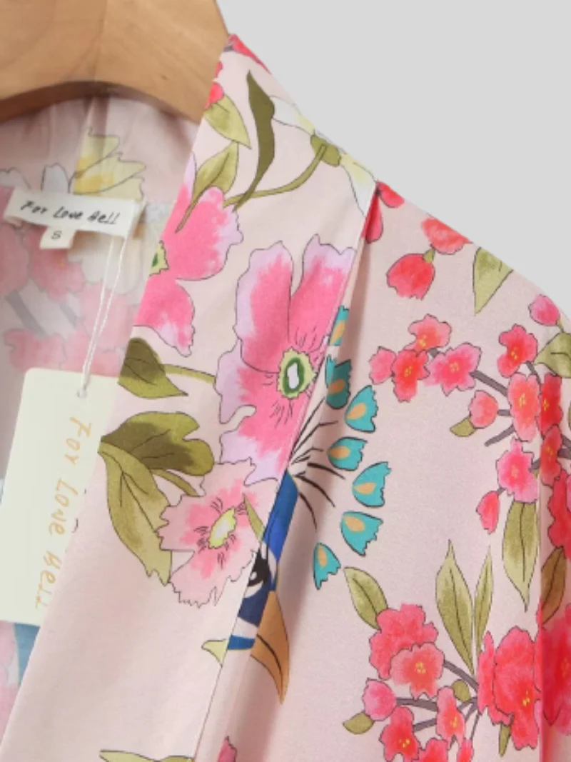 Beautiful Peacock Large Size Print Cardigan Long Kimono Jacket - Image 5