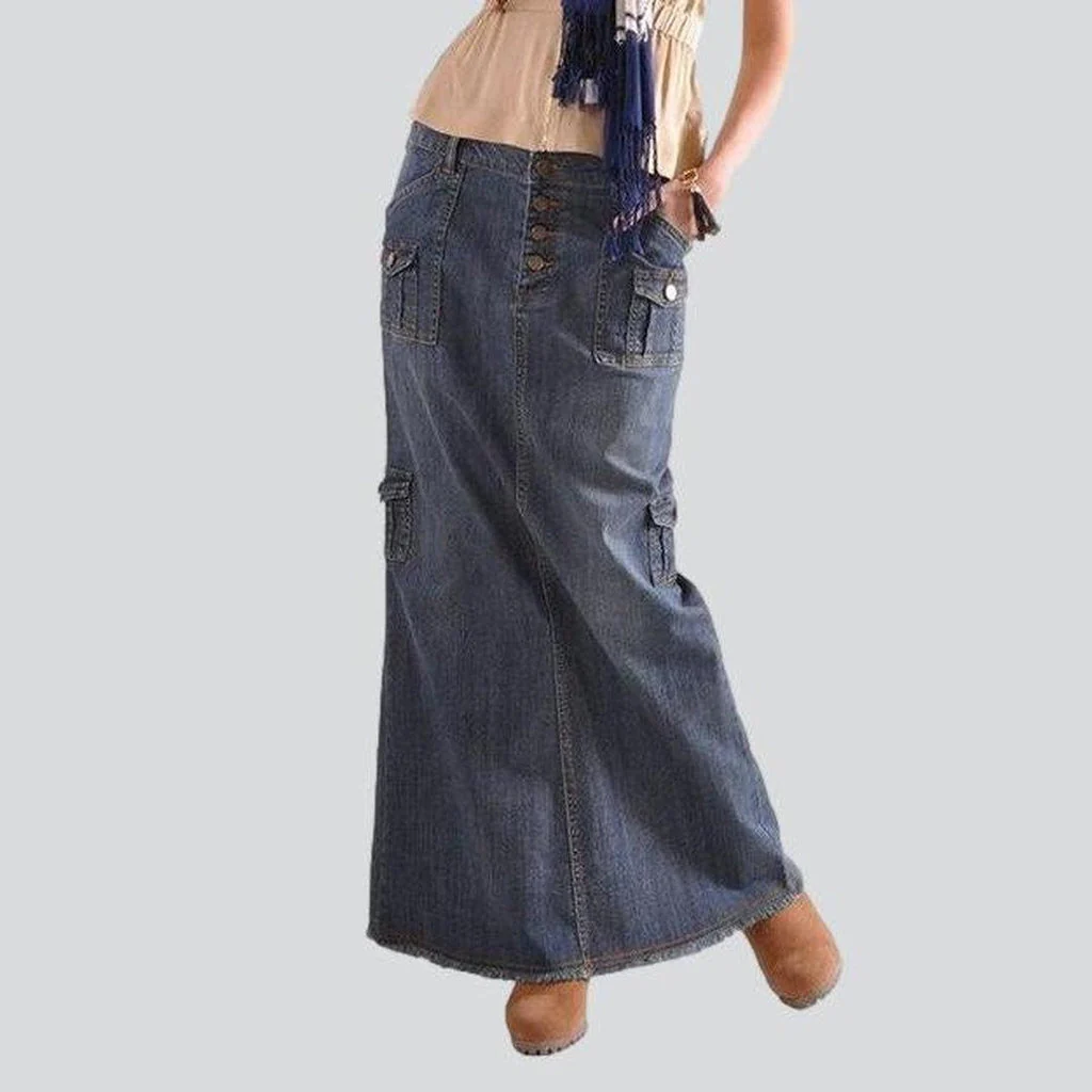 Women's cargo long denim skirt - Image 3