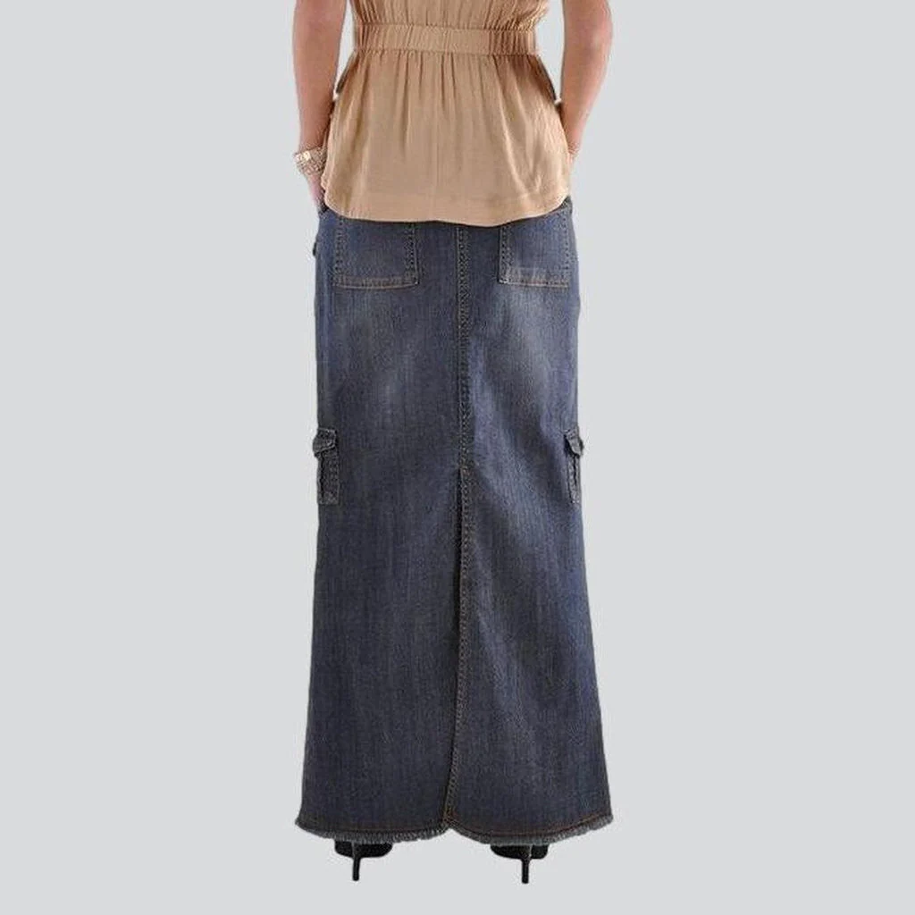 Women's cargo long denim skirt - Image 4