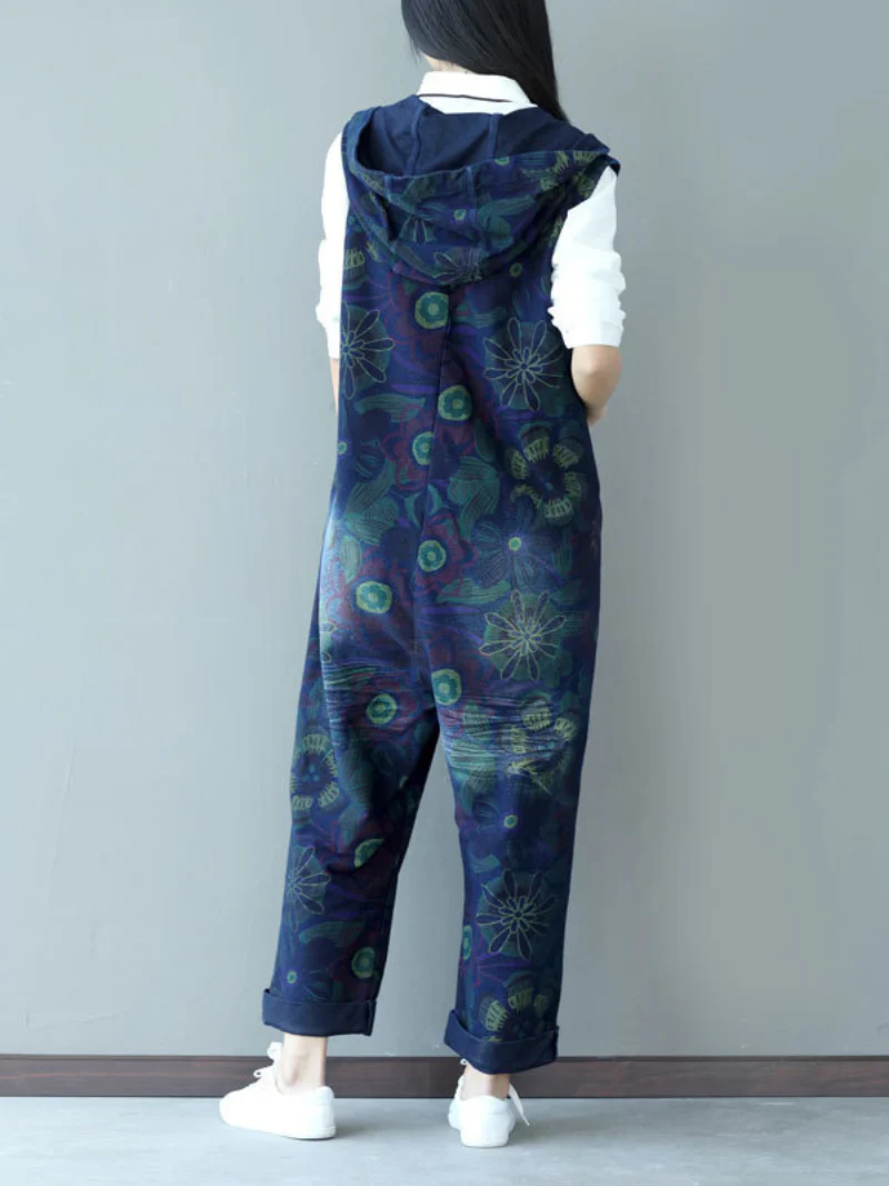 Casual Strap Hooded Jumpsuit Dungarees Overalls - Image 2