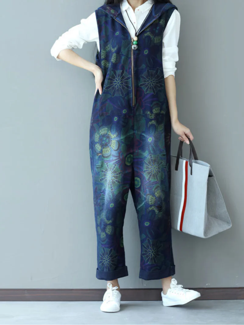Casual Strap Hooded Jumpsuit Dungarees Overalls - Image 8