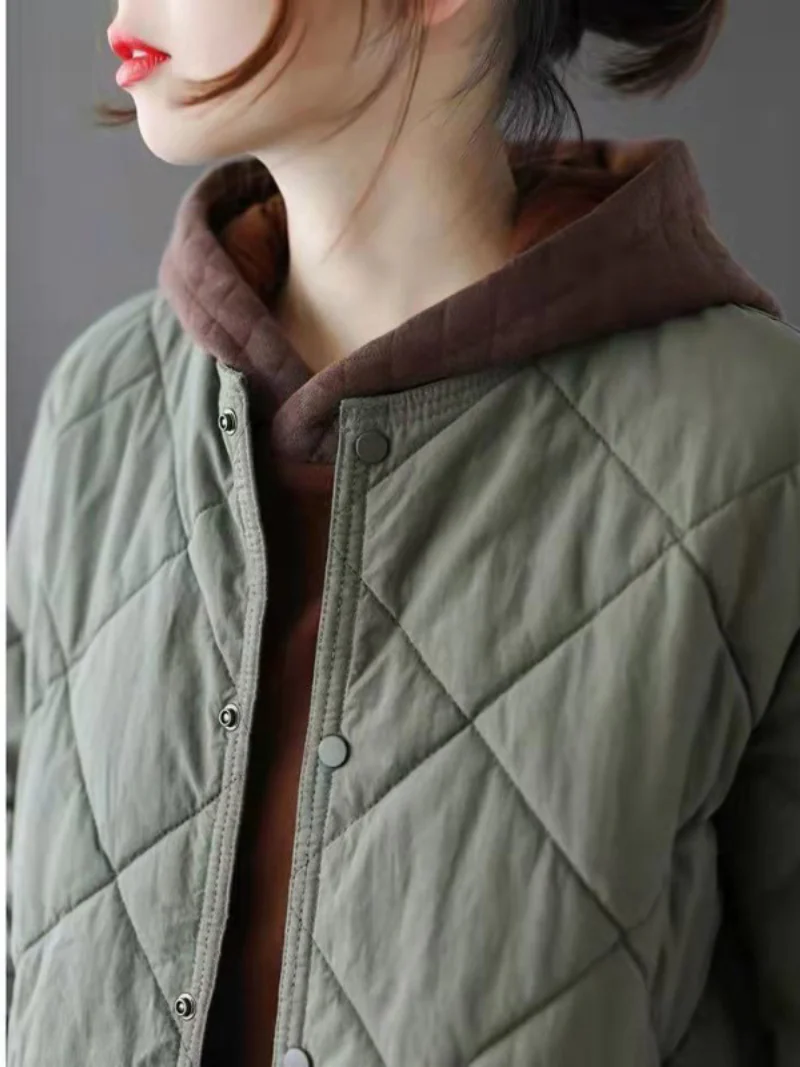 Casual Warm Thickened Short Coat Loose Button Padded Winter Short Coat Dress - Image 3