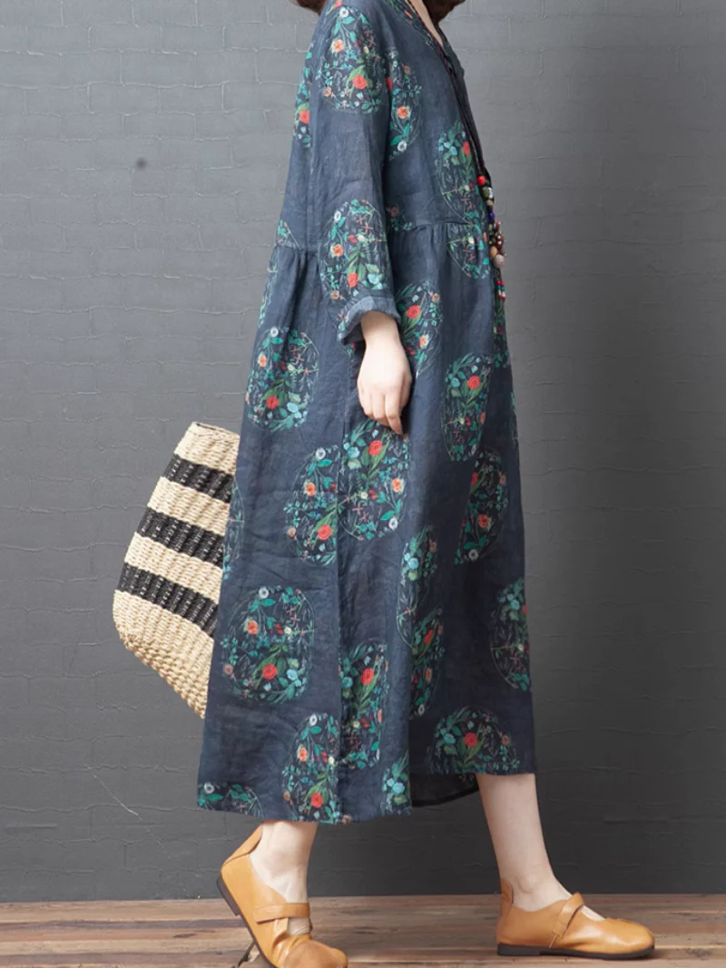 Chic Comfort Spring Loose Printed A-Line Dress - Image 2