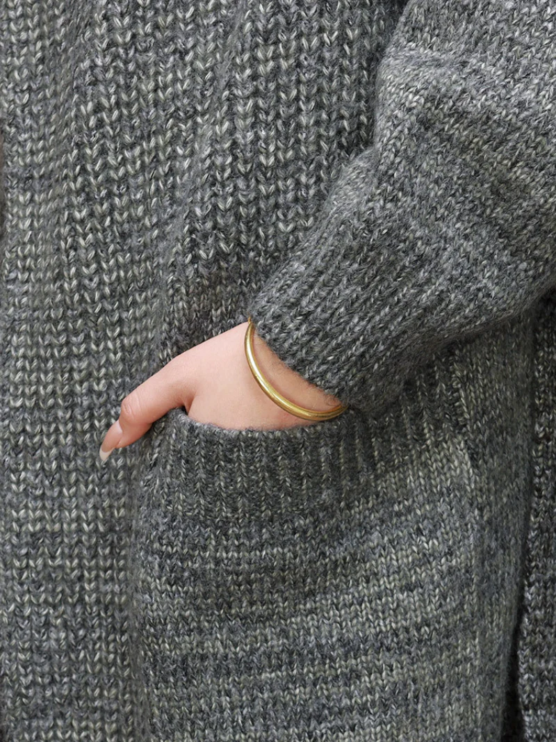 Classic Trench Lapel Belt Knitted Coat - Image 8