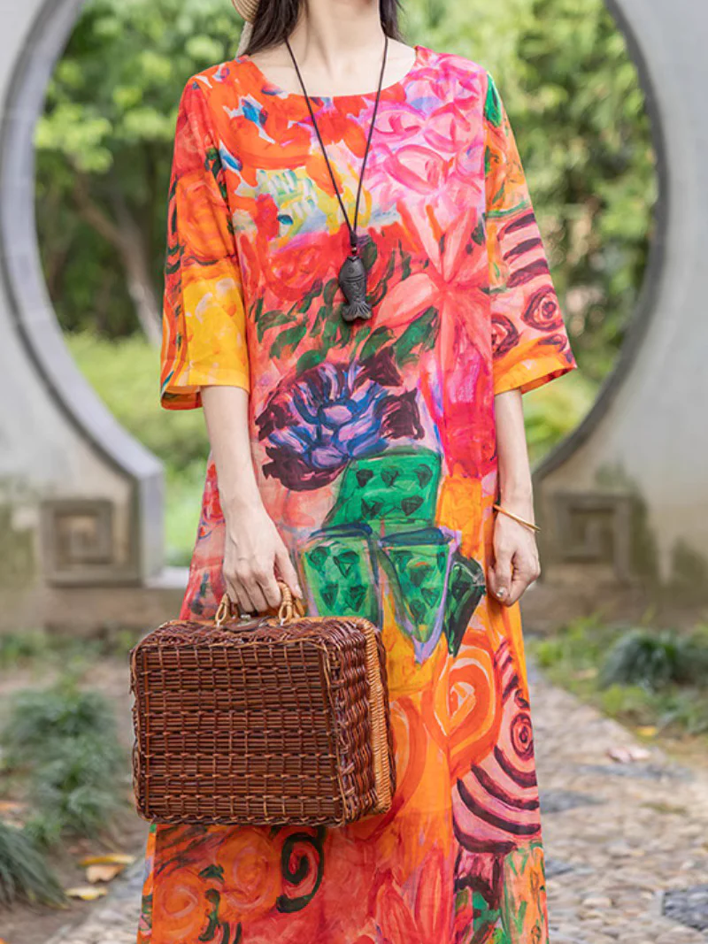 Colorful Creations Hand-painted A-Line Dress - Image 2