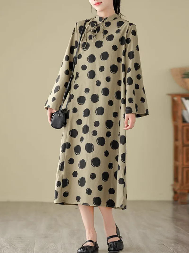 Cool Loose  Polka-Dot Mid-Length A-Line Dress - Image 2