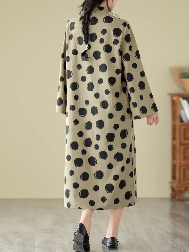 Cool Loose  Polka-Dot Mid-Length A-Line Dress - Image 3