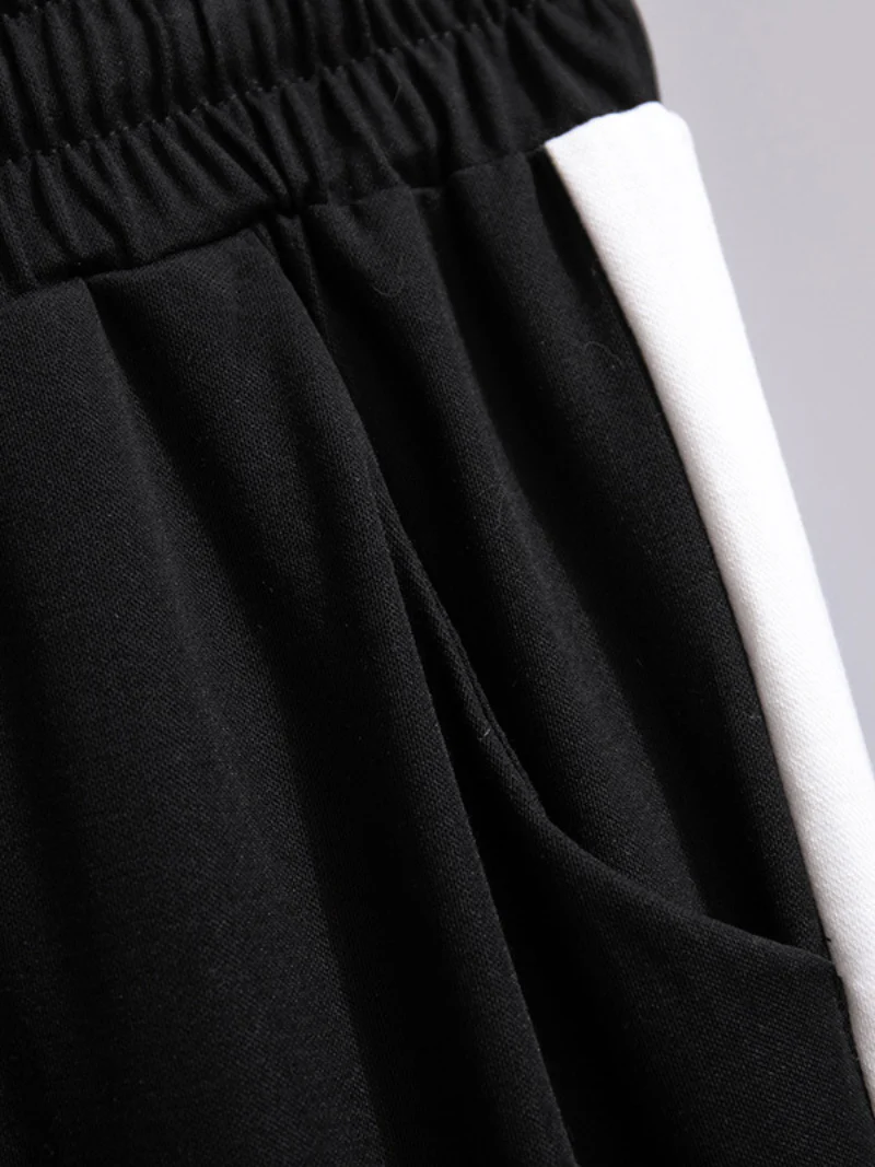 cool summer high waist loose black Straight leg trouser pants with pockets - Image 4